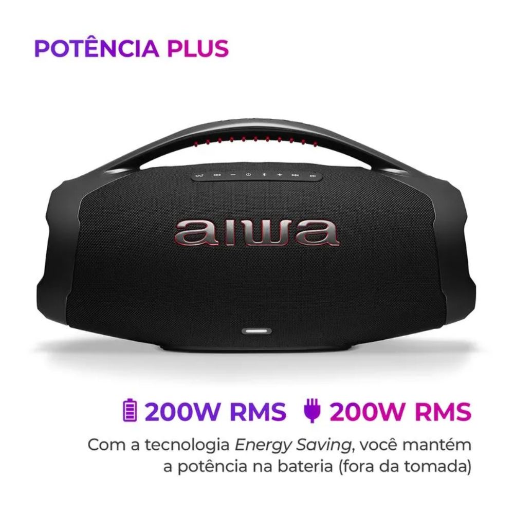 Caixa de Som Boombox Aiwa AWS-BBS-01-B Bluetooth IP66 TWS Caixa de Som Boombox Aiwa AWS-BBS-01-B Bluetooth IP66 TWS
